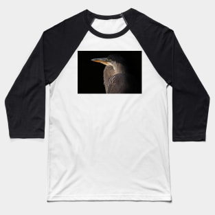 Blue on Black - Great Blue Heron Baseball T-Shirt